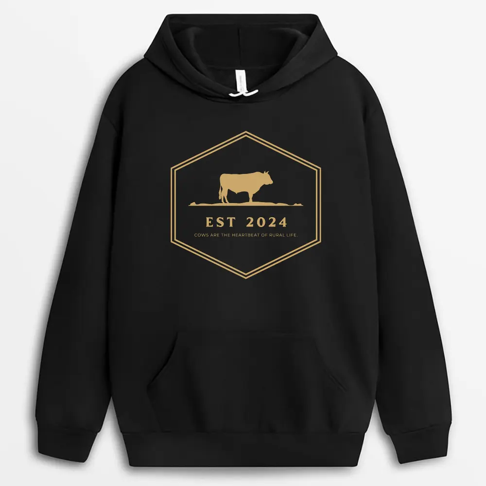 Cows Are The Heartbeat Of Rural Life Vincaxtee Hoodie - Black