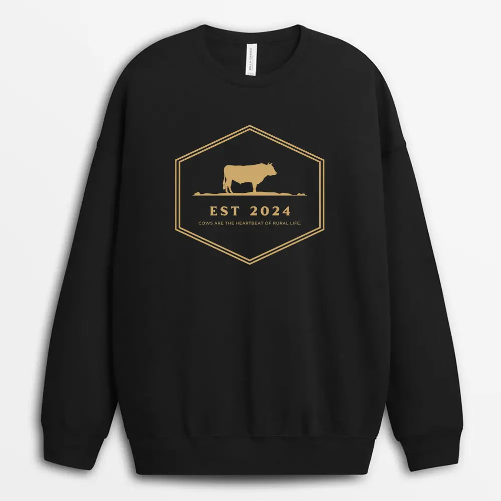 Cows Are The Heartbeat Of Rural Life Vincaxtee Sweatshirt - Black